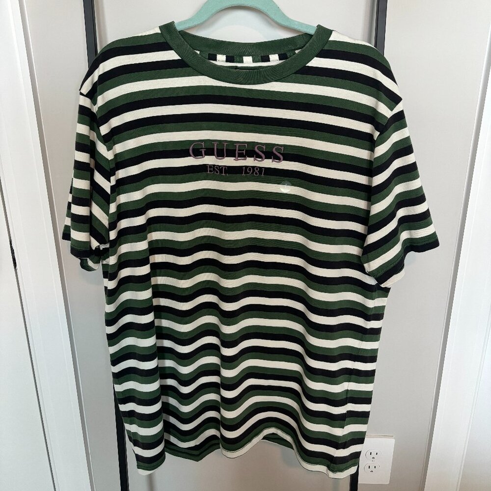Guess Green Striped Tee